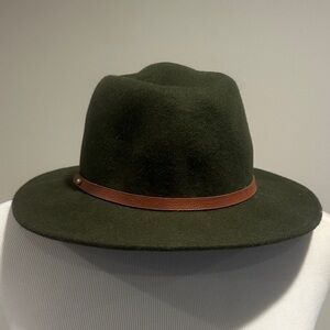Dark Green Fedora Hat with Brown Band